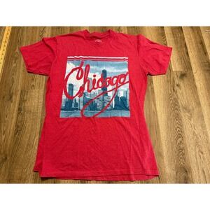Ocean Current Mens Chicago Skyline Graphic T-Shirt Red Heather Size M